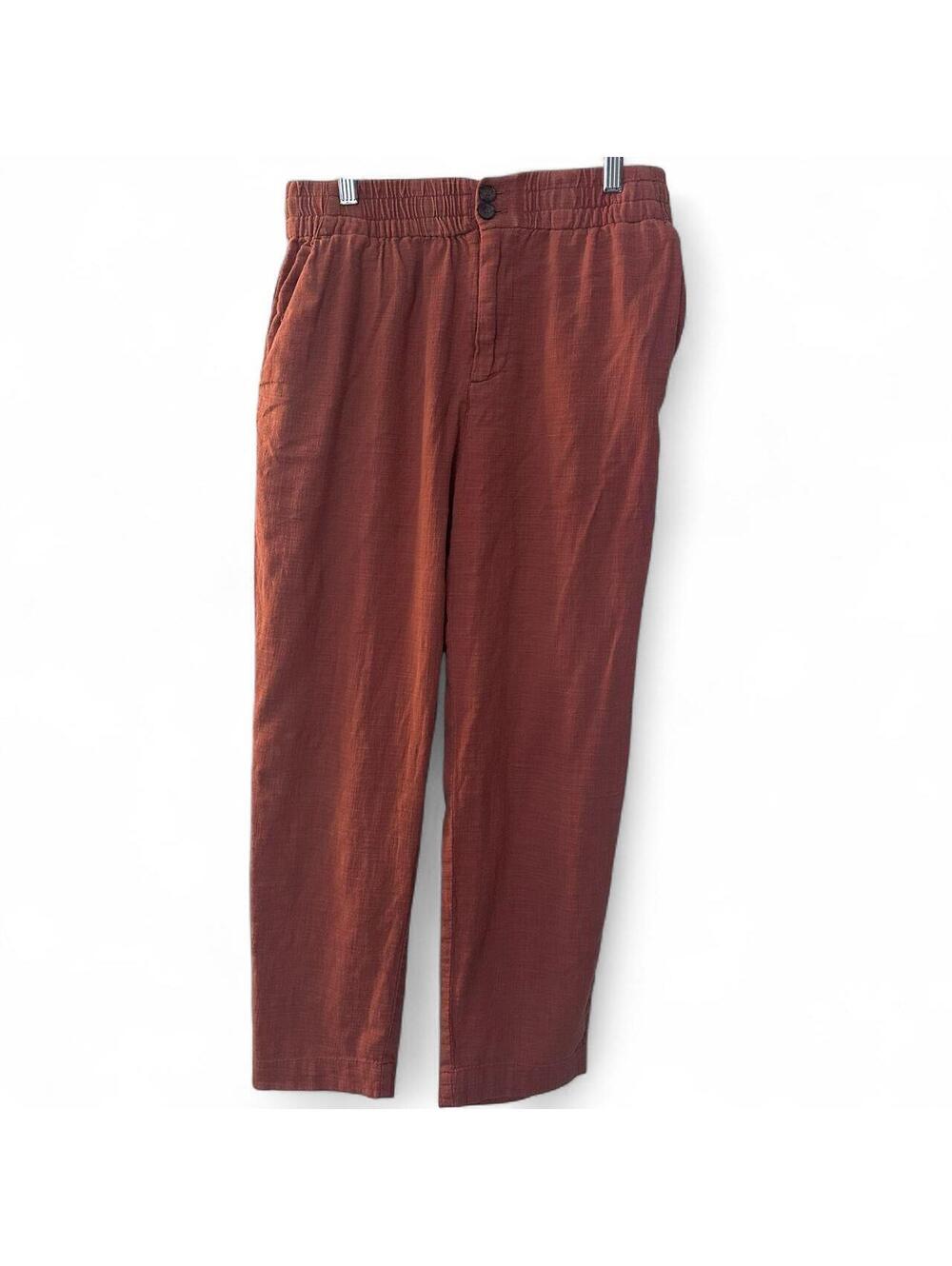 Marine Layer Rust Orange Pull-On Pants XS Relaxed Linen-Look